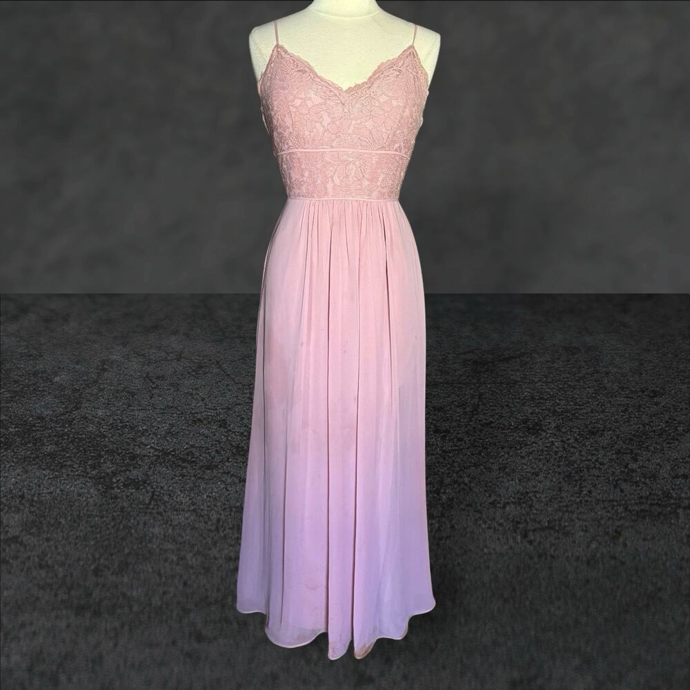 B2 Jasmine Blush Pink Maxi Dress Size 8 Lace Top Chiffon Skirt Formal Prom Sexy